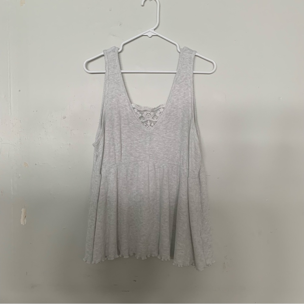 BOGO Maurices Gray Sleeveless Ribbed Top with Lace Detail Size XXL